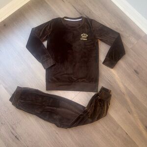 Brown Velour Tracksuit Set